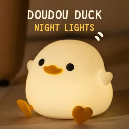 Doudou Duck Night Light - Soft, Eye Care, Timer & Clap